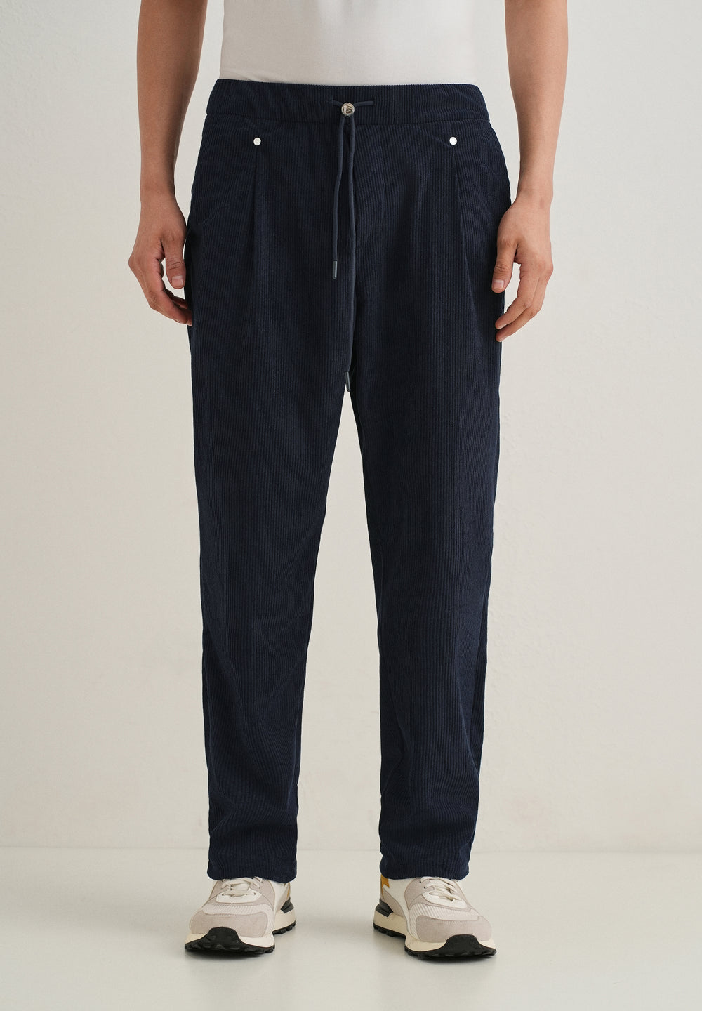Blue Drawstring Corduroy Pant