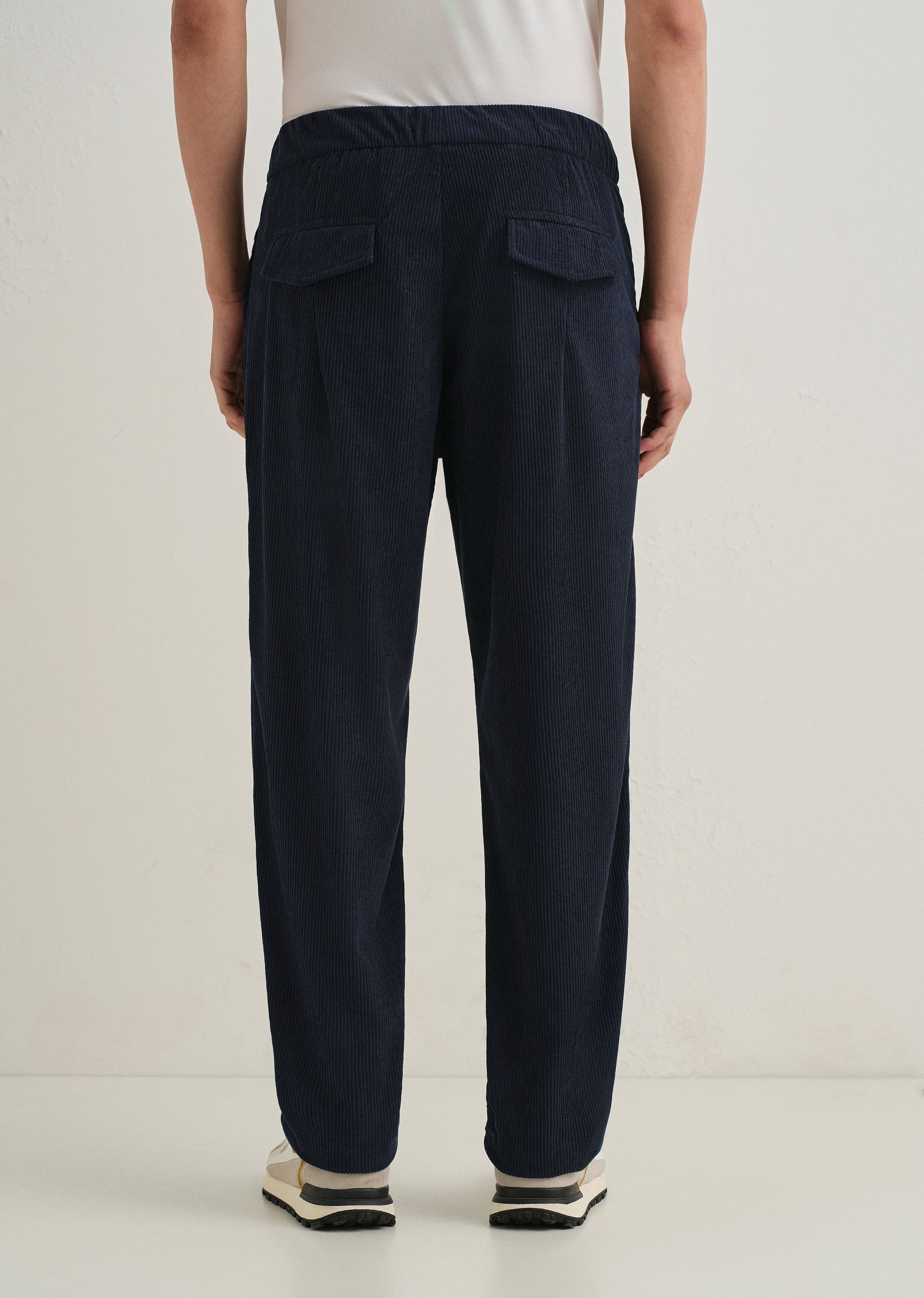 Blue Drawstring Corduroy Pant