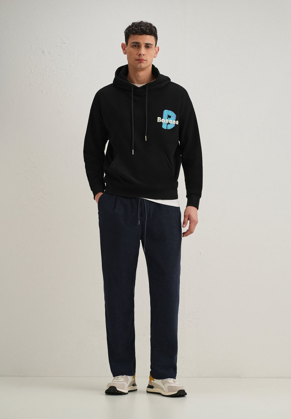 Blue Drawstring Corduroy Pant