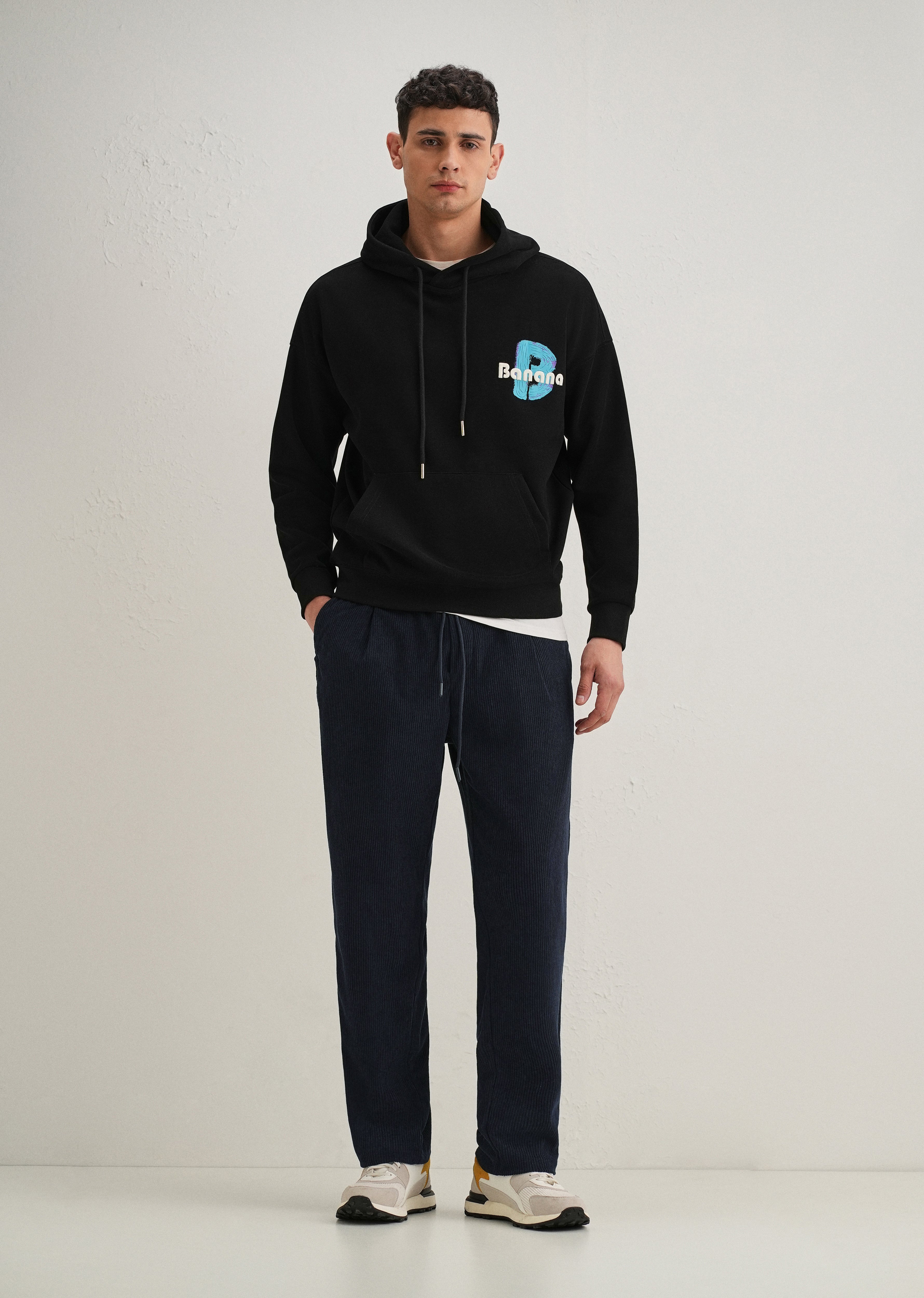 Blue Drawstring Corduroy Pant