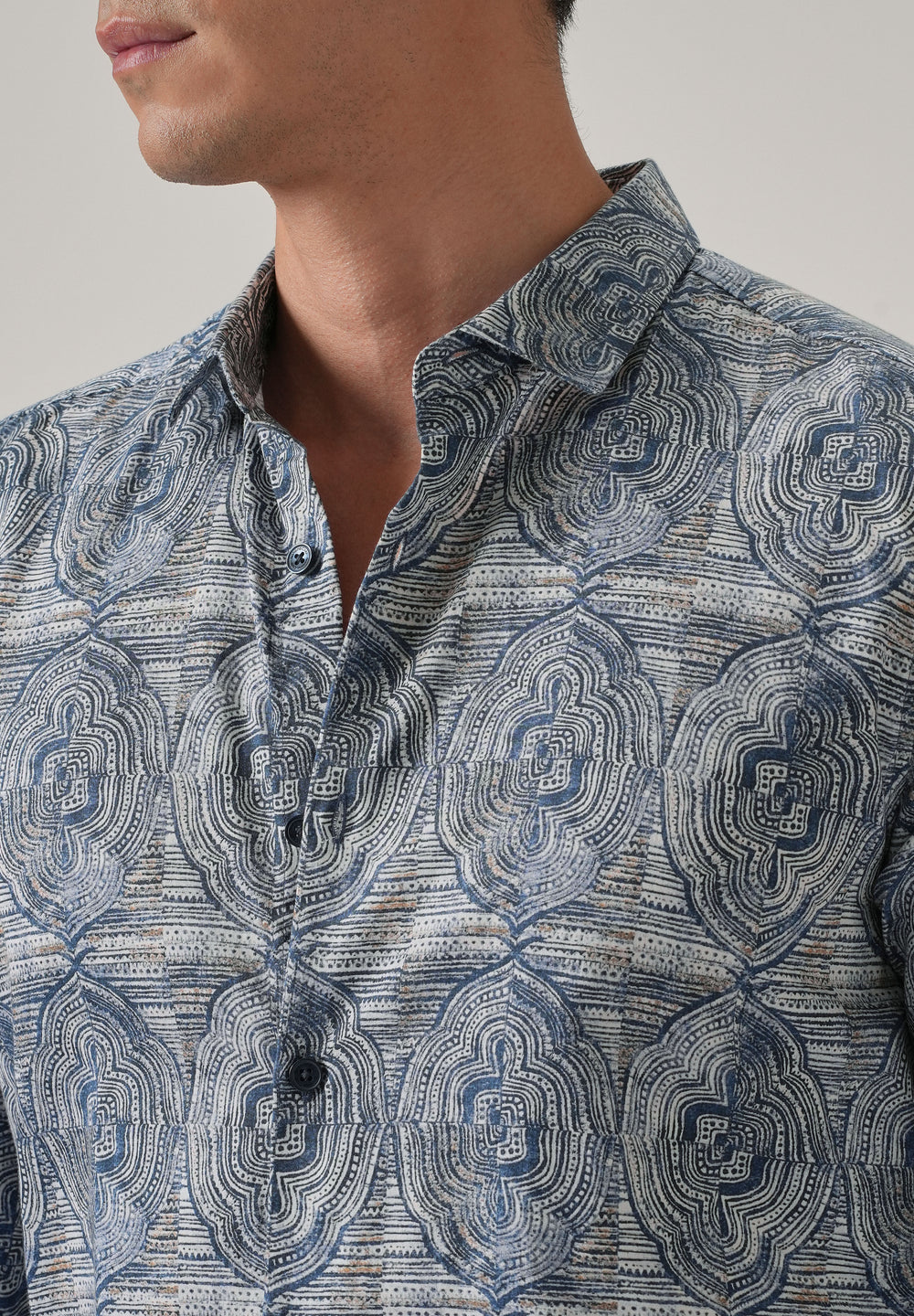 Blue Ethnic Print Shirt