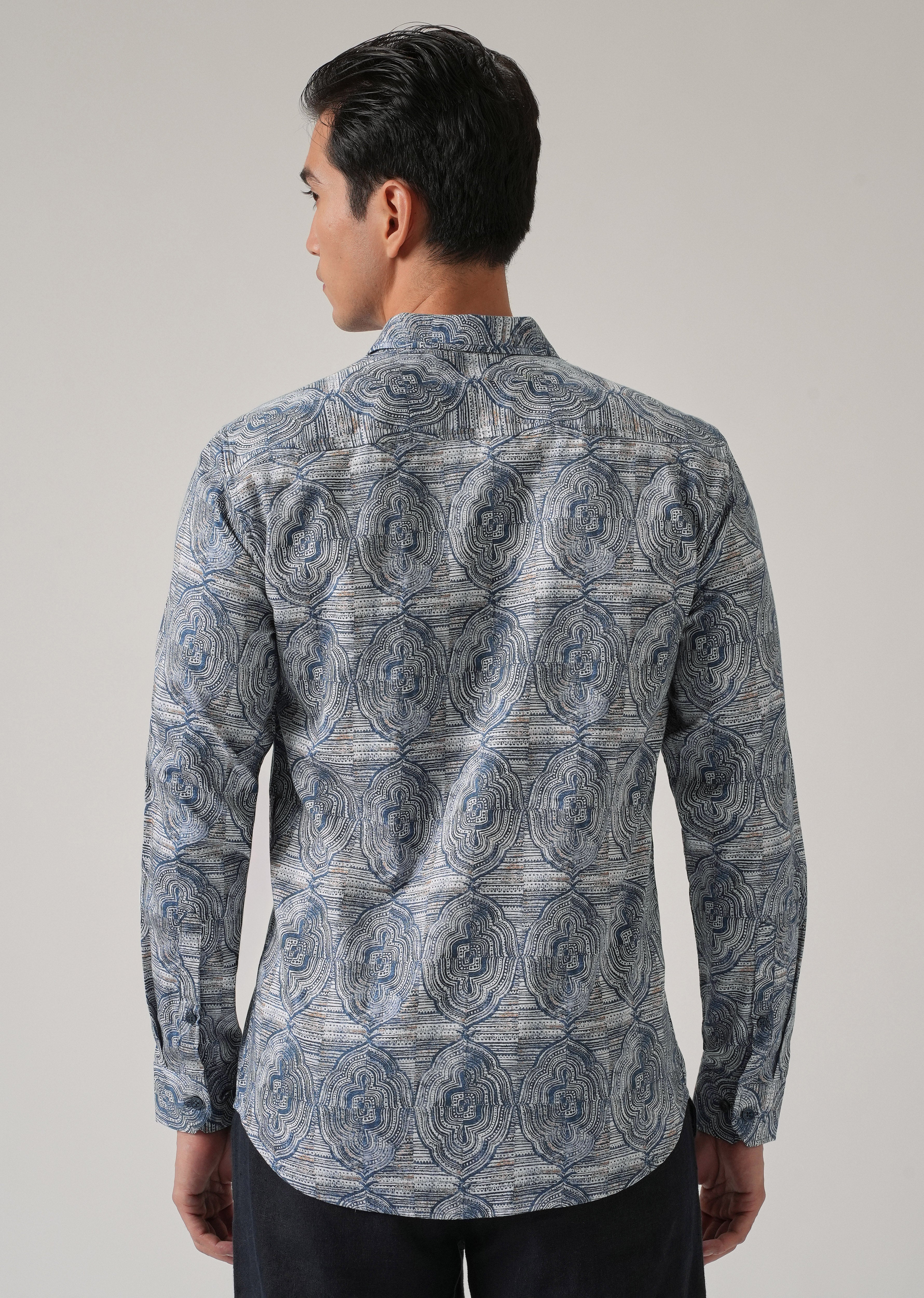 Blue Ethnic Print Shirt