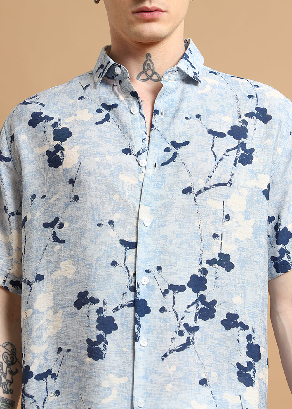 Blue Flora Printed Shirt