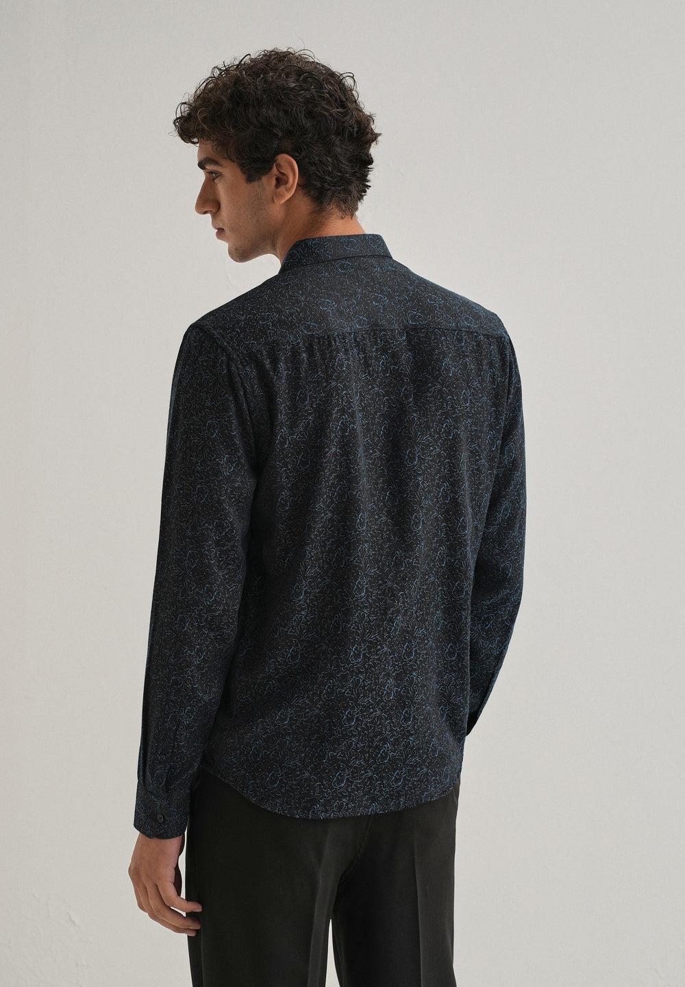 Blue Floral Jacquard Shirt