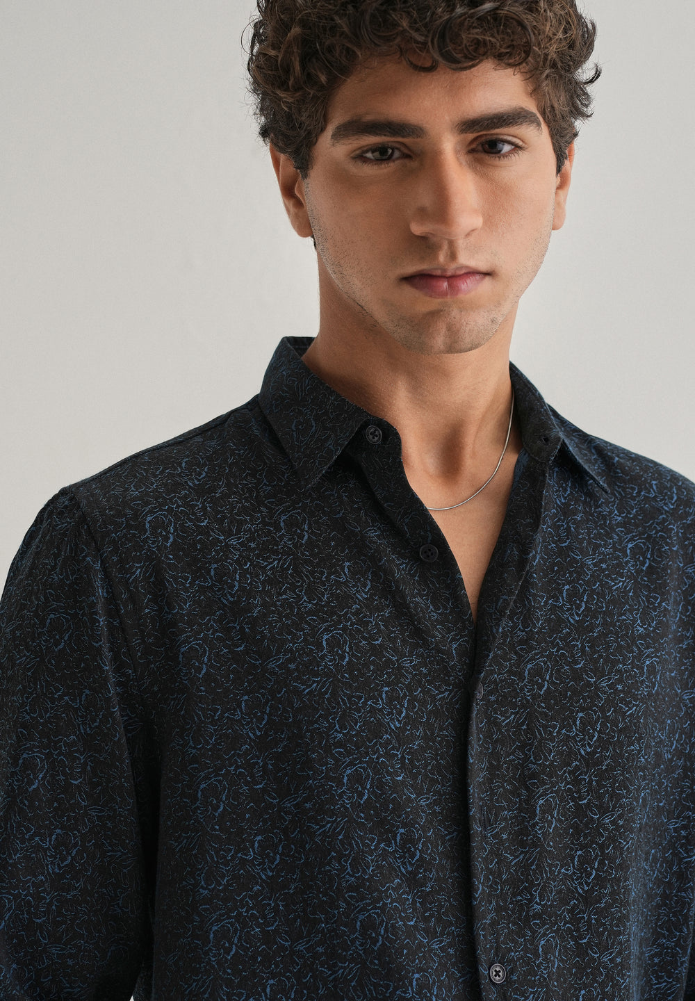 Blue Floral Jacquard Shirt