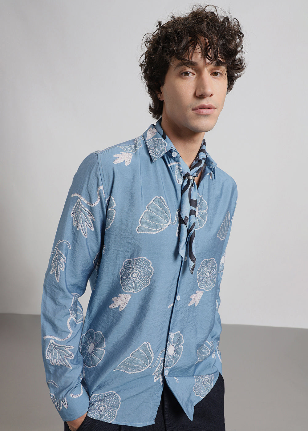 Blue Floral Print Shirt