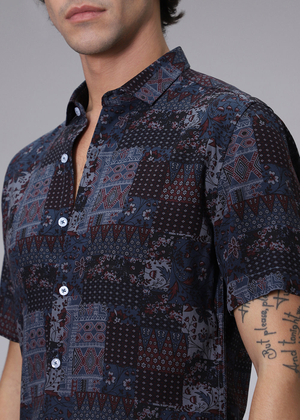 Blue Geometric Print Shirt