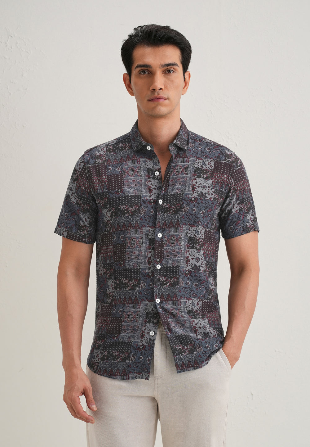 Blue Geometric Print Shirt