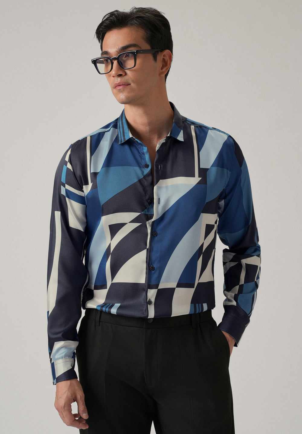 Blue Geo Print Shirt