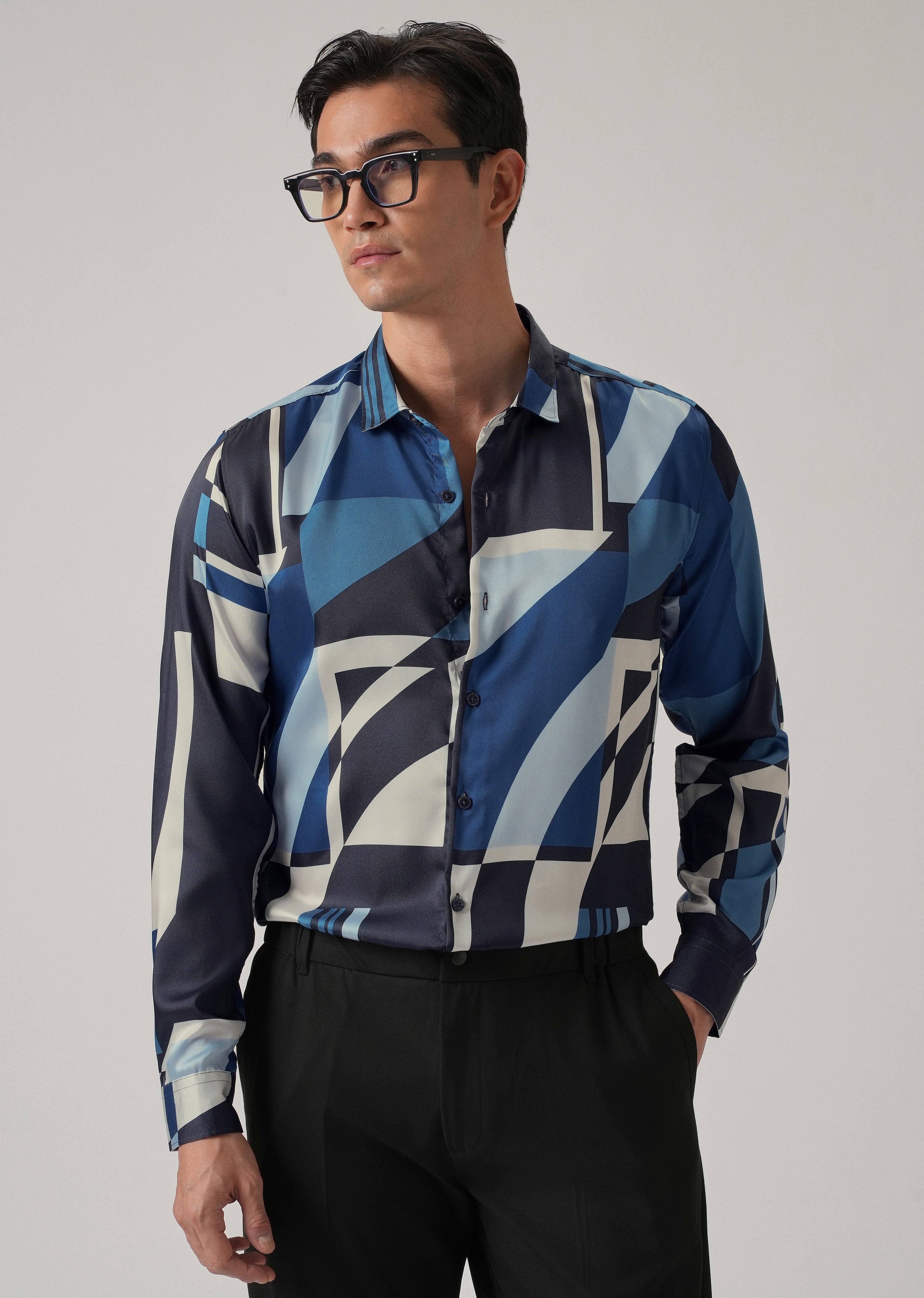 Blue Geo Print Shirt