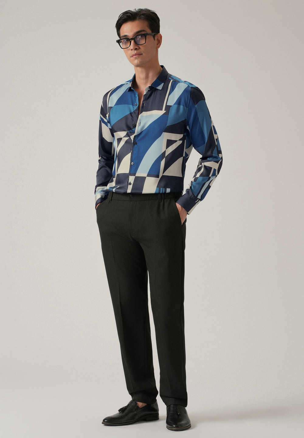 Blue Geo Print Shirt