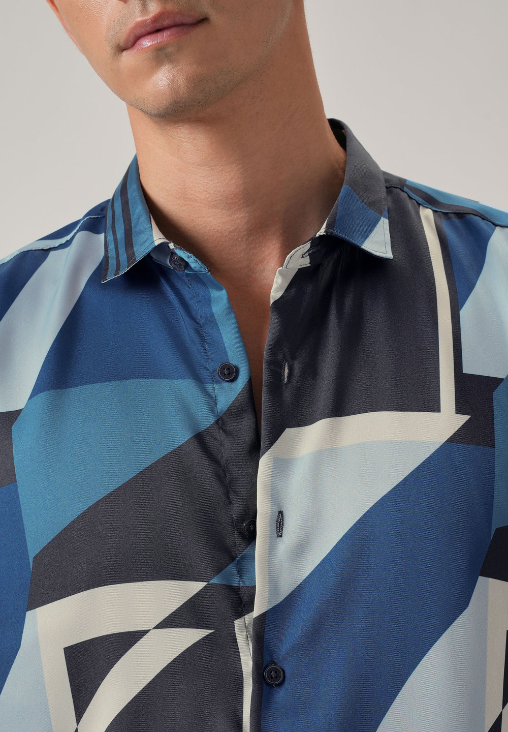 Blue Geo Print Shirt