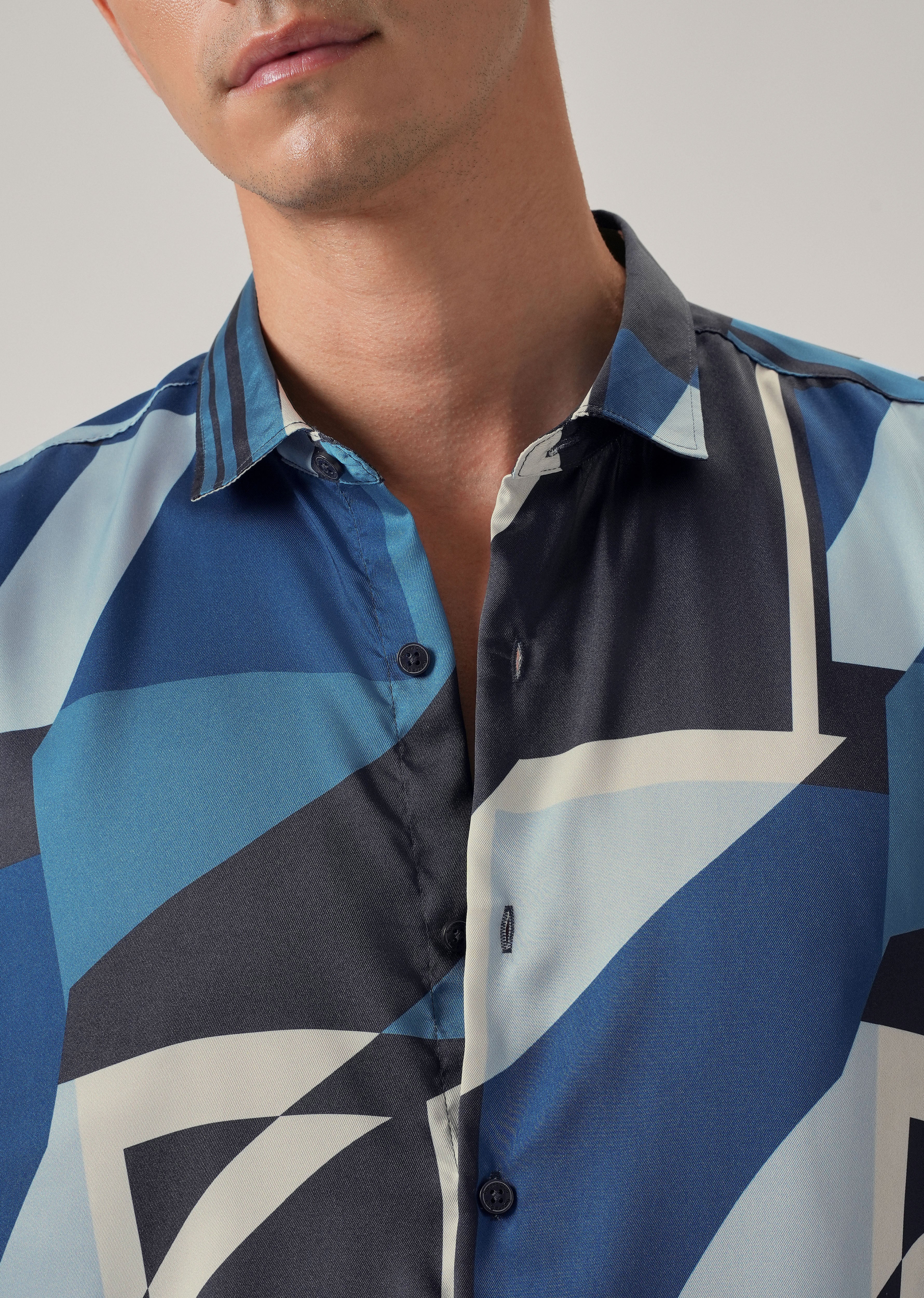 Blue Geo Print Shirt