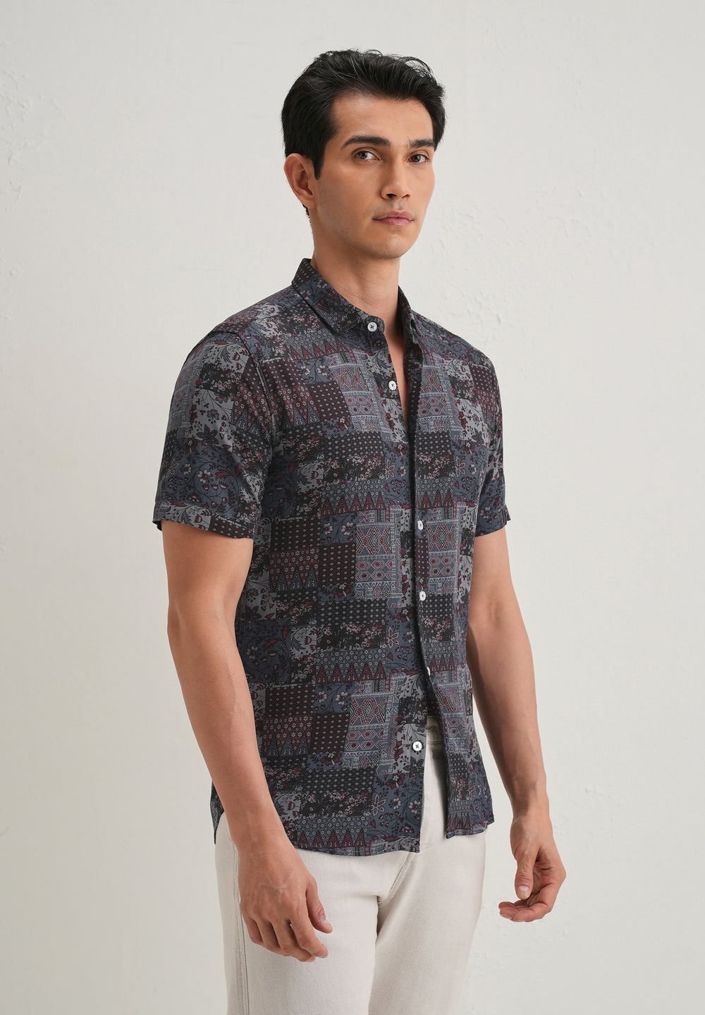 Blue Geometric Print Shirt