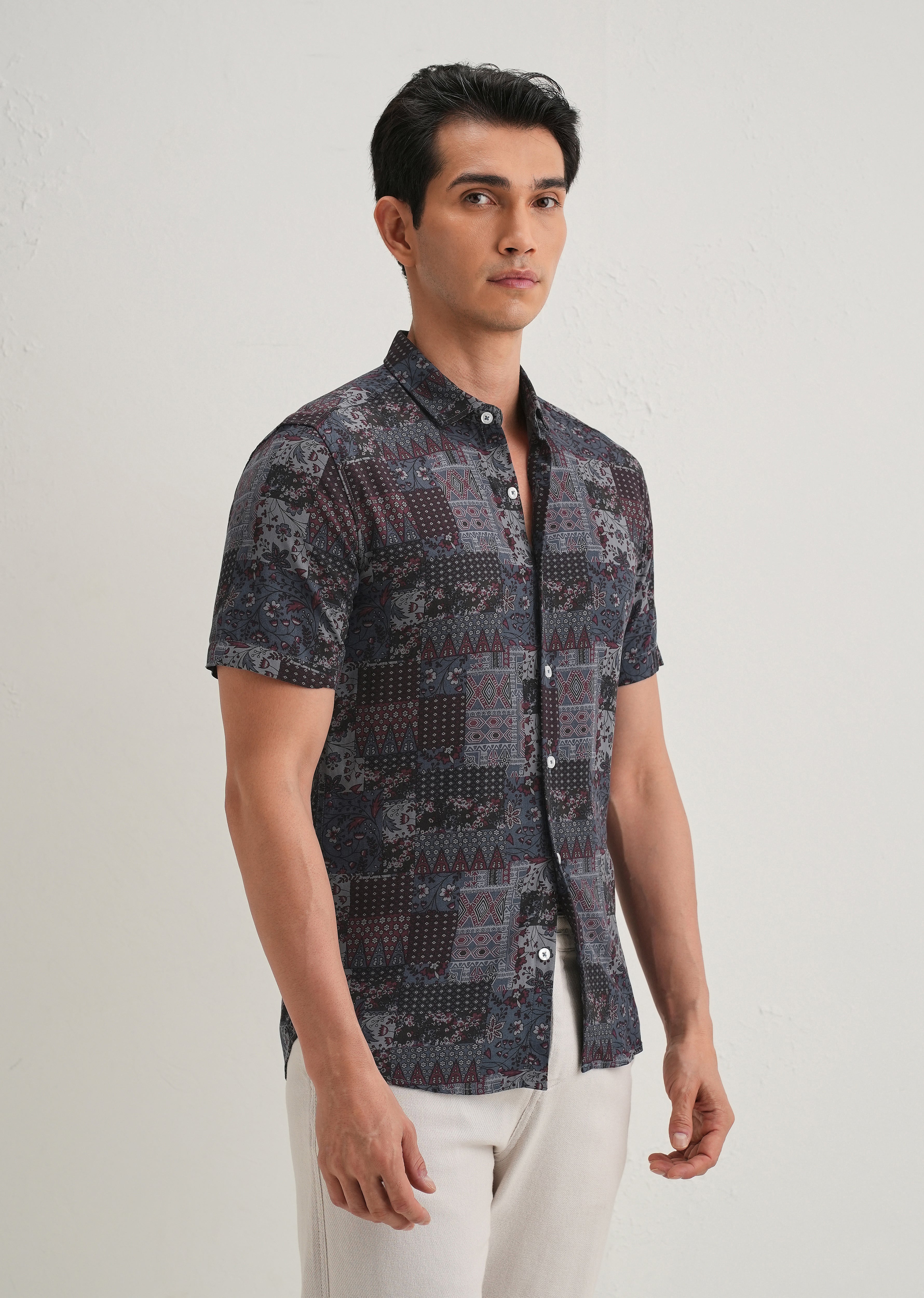 Blue Geometric Print Shirt
