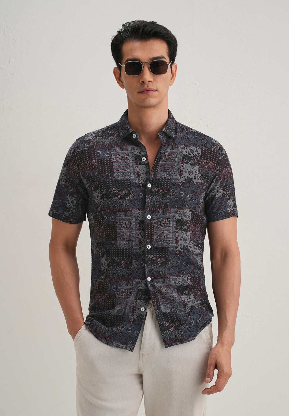 Blue Geometric Print Shirt