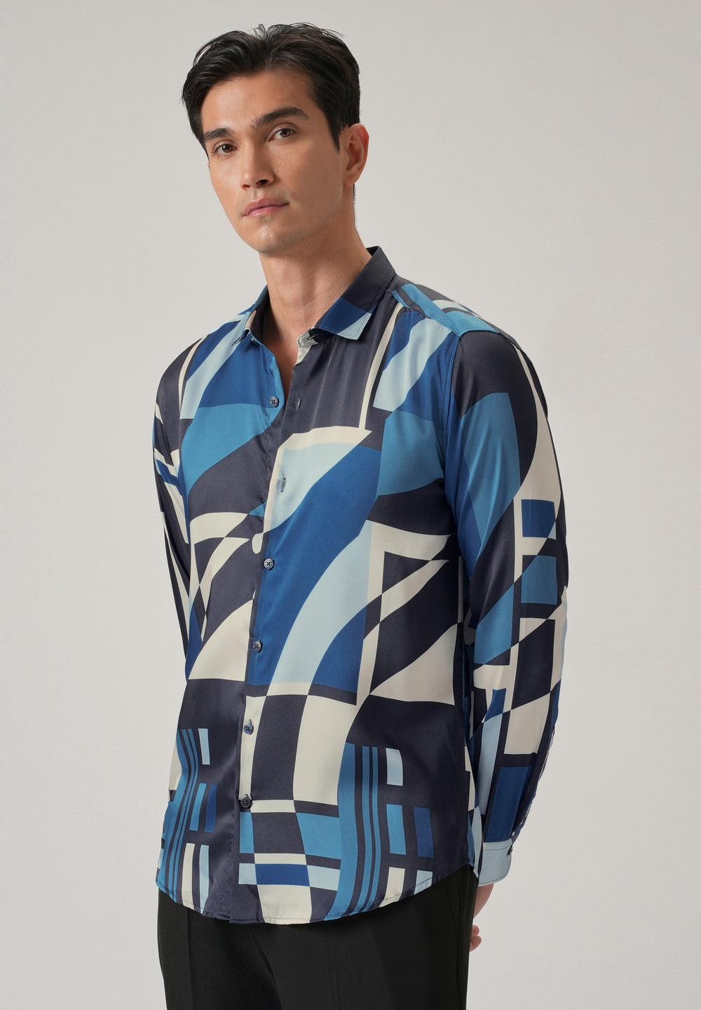 Blue Geo Print Shirt