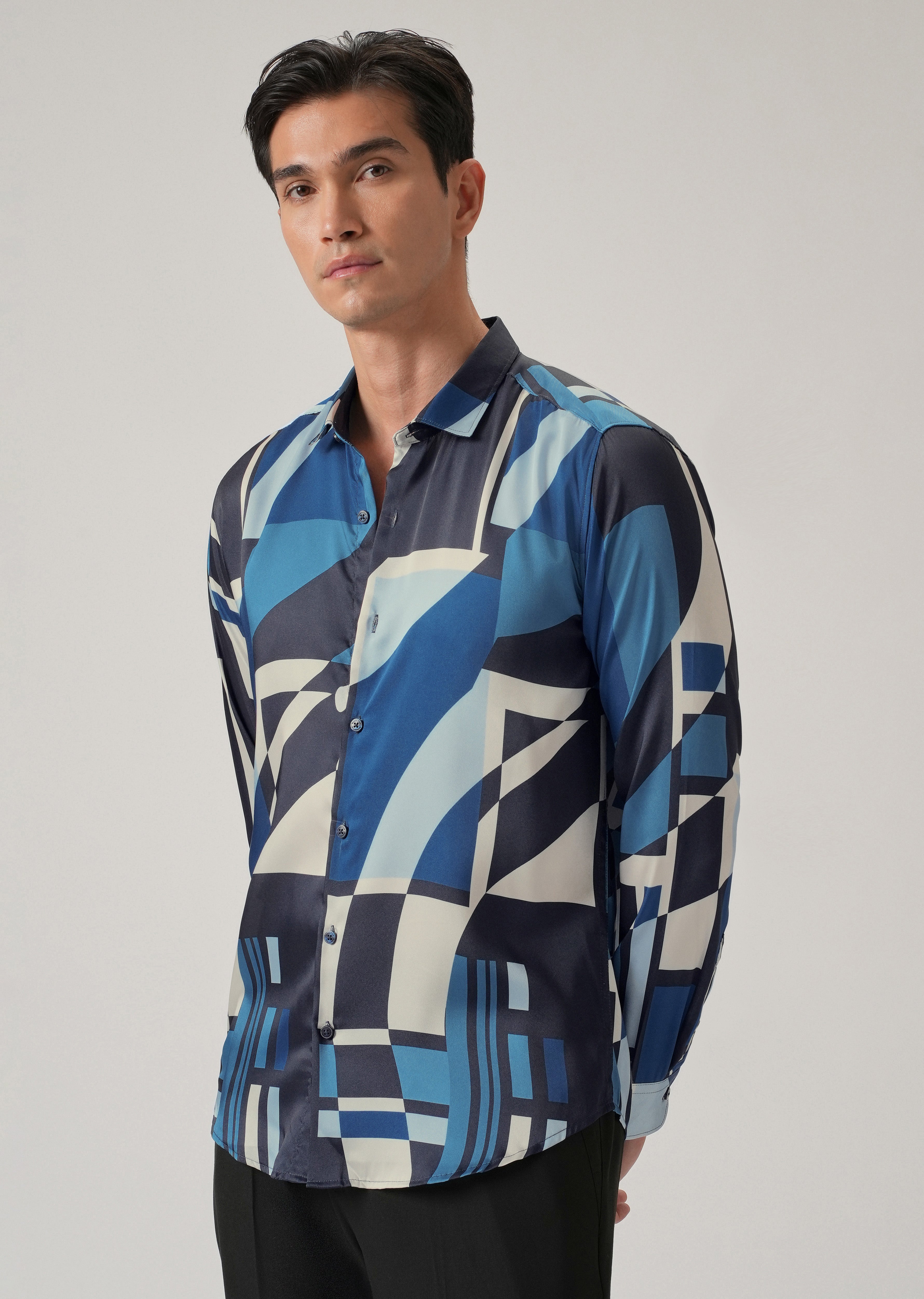 Blue Geo Print Shirt