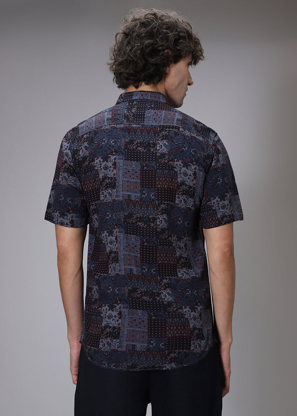 Blue Geometric Print Shirt