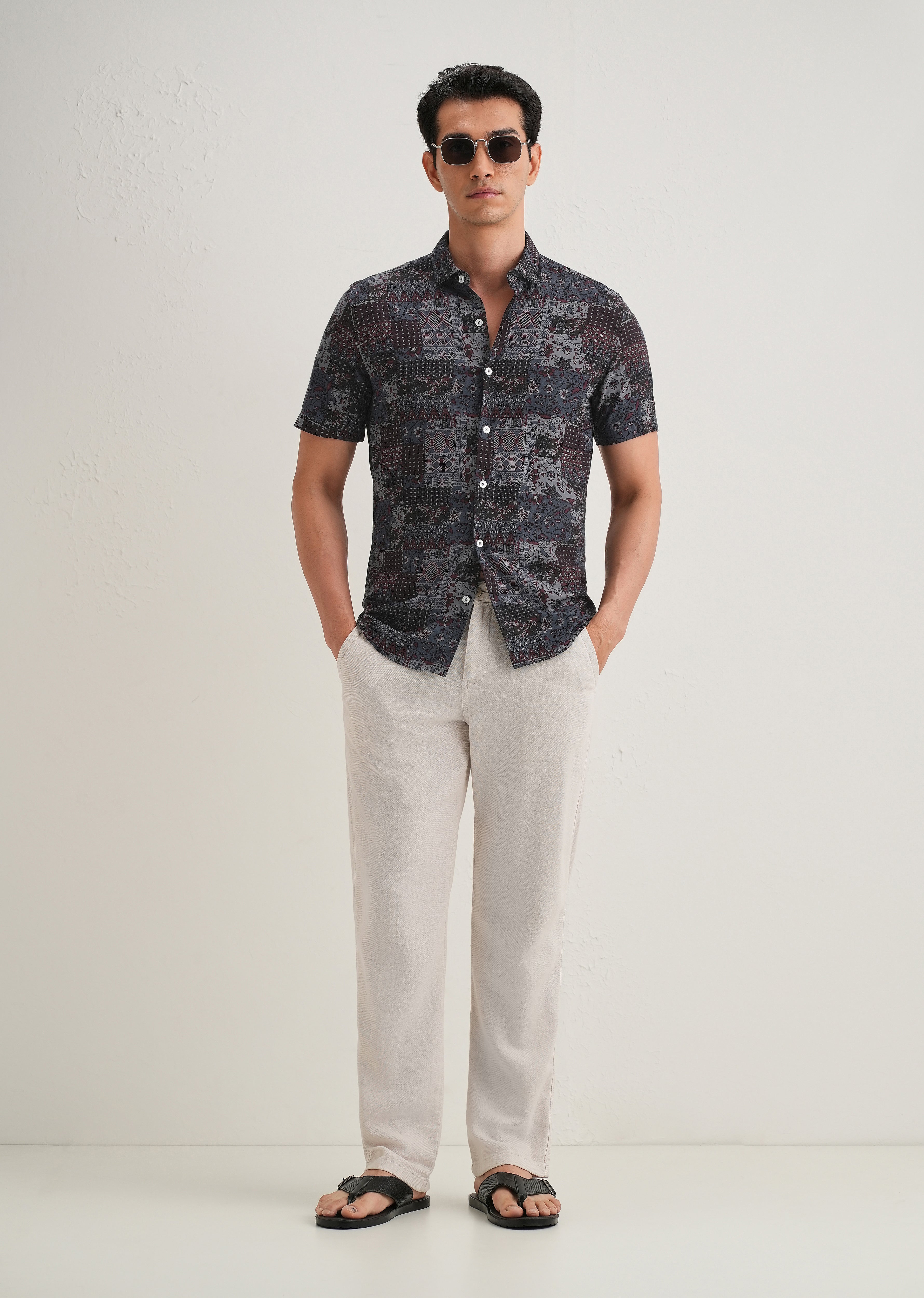 Blue Geometric Print Shirt