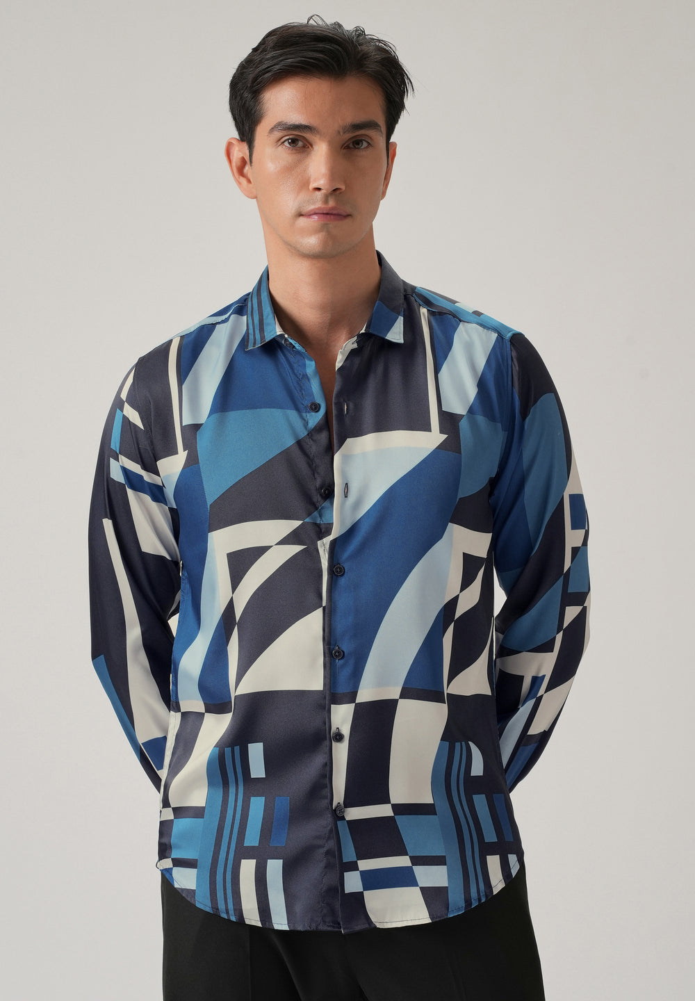 Blue Geo Print Shirt