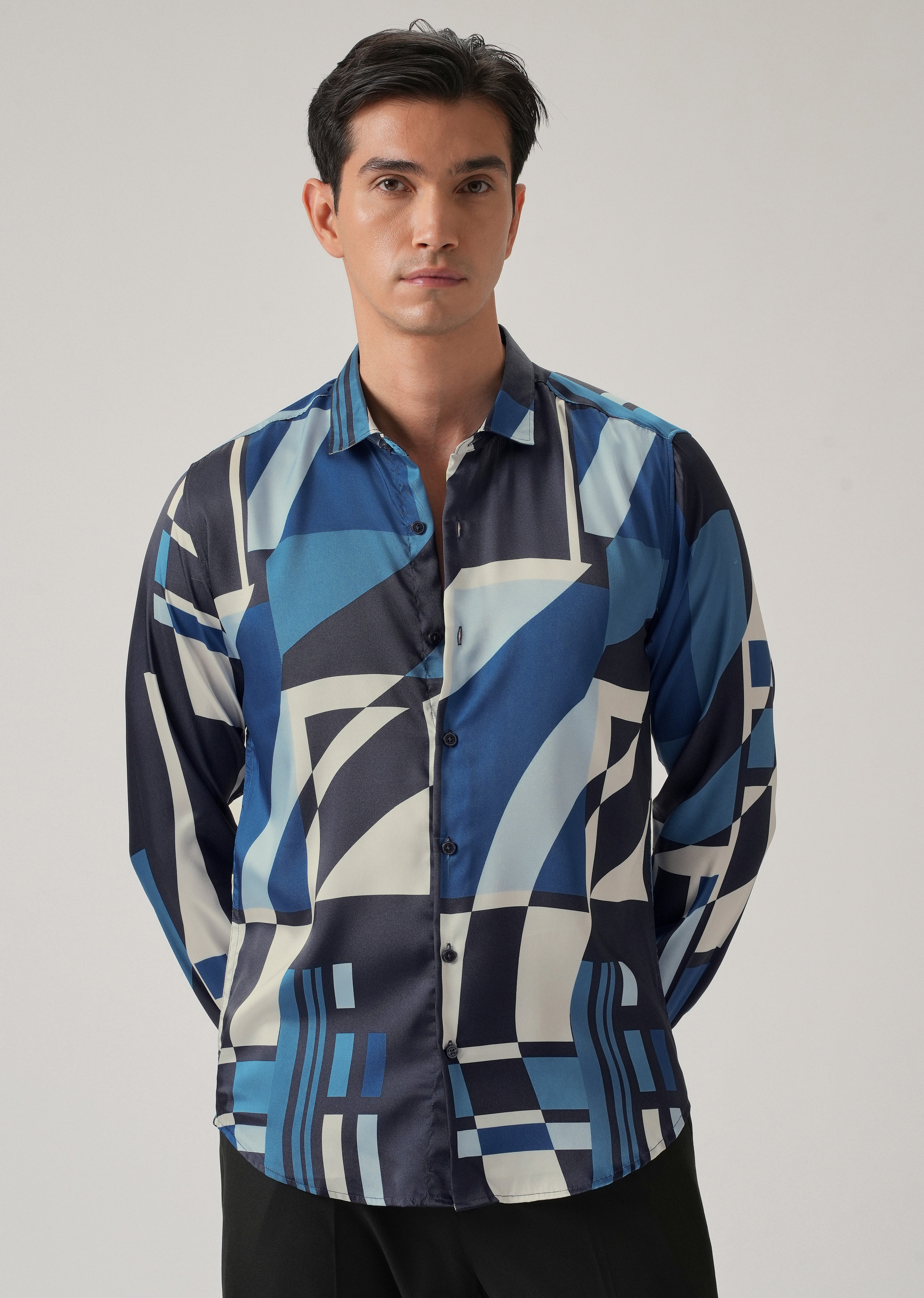 Blue Geo Print Shirt