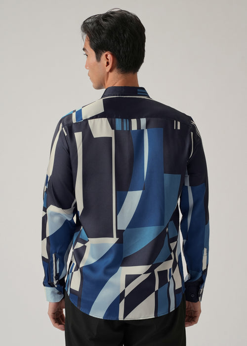 Blue Geo Print Shirt