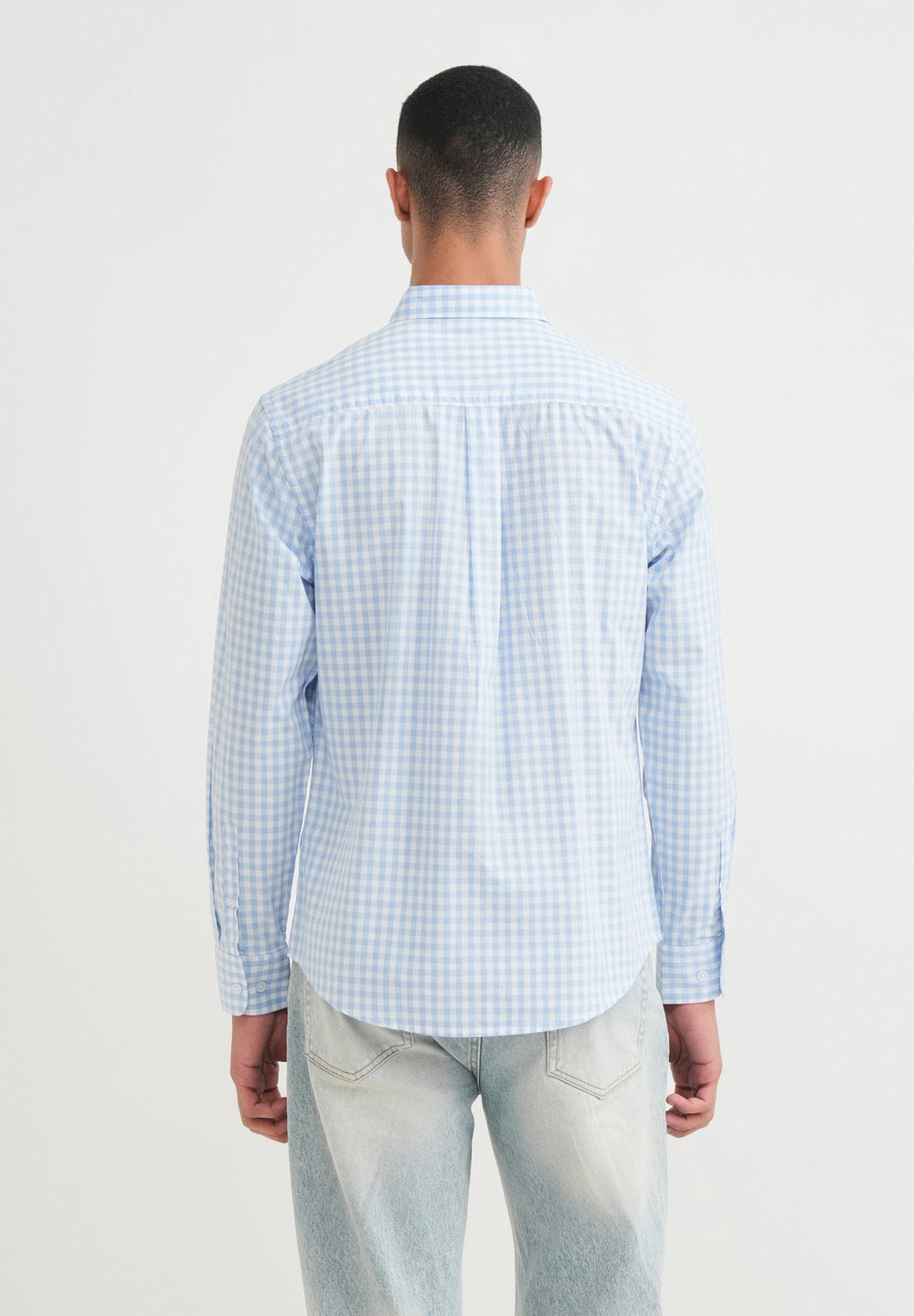 Blue Gingham Check Cotton Shirt