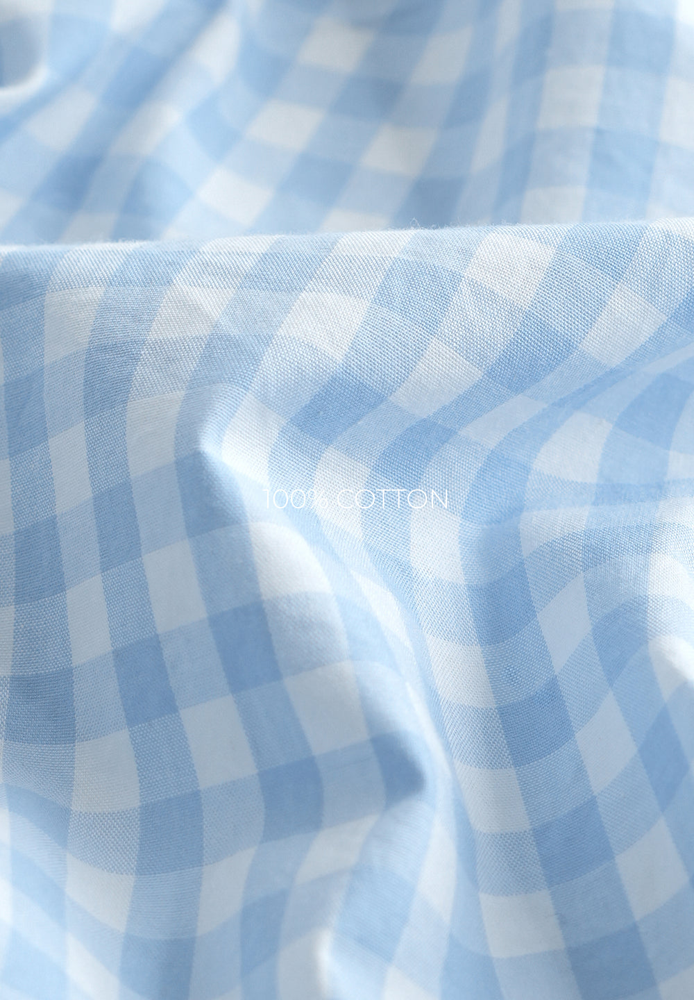 Blue Gingham Check Cotton Shirt