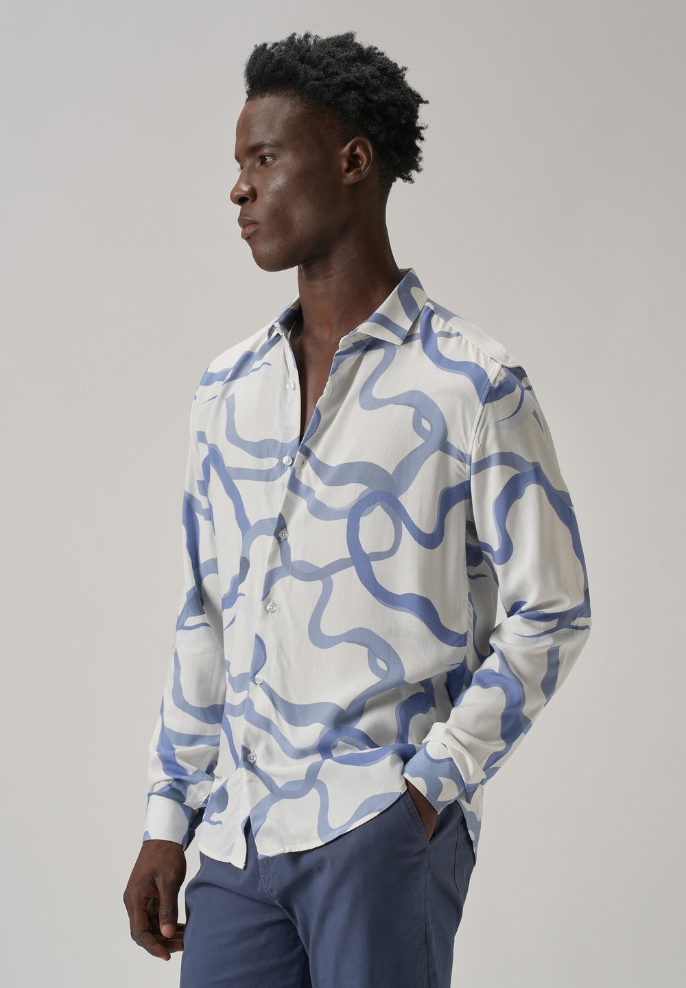 Blue Graffiti Printed Shirt