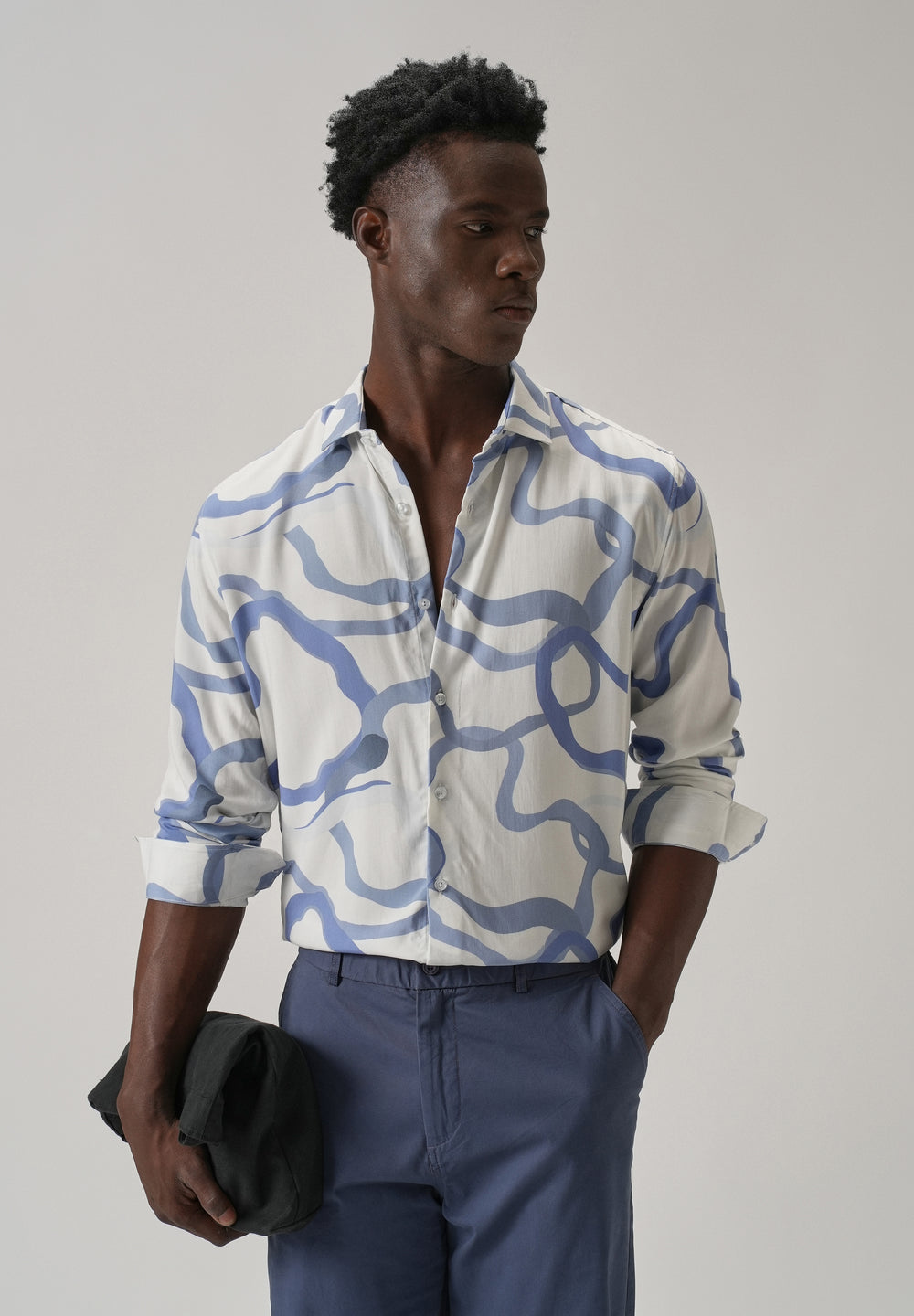 Blue Graffiti Printed Shirt