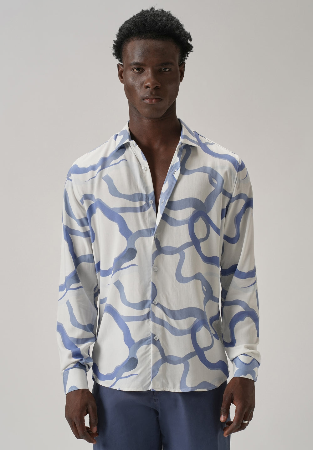 Blue Graffiti Printed Shirt