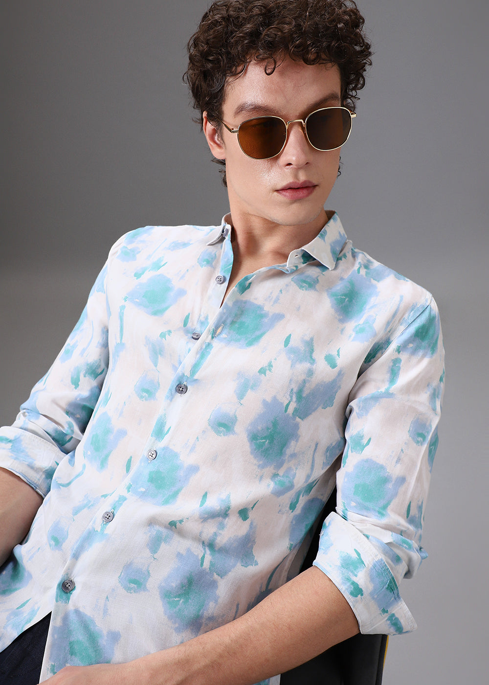 Blue Green Printed Shirt