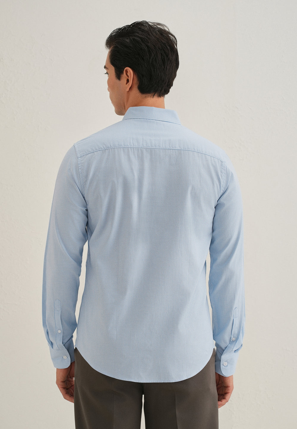 Blue Houndstooth Dobby Cotton Shirt