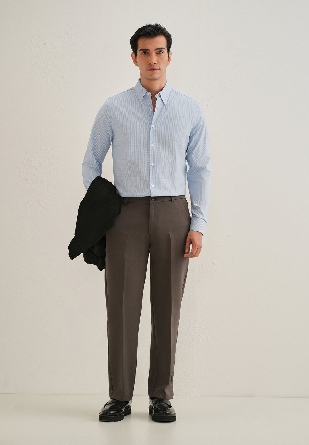 Blue Houndstooth Dobby Cotton Shirt