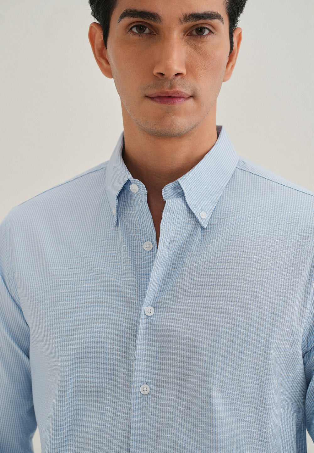 Blue Houndstooth Dobby Cotton Shirt