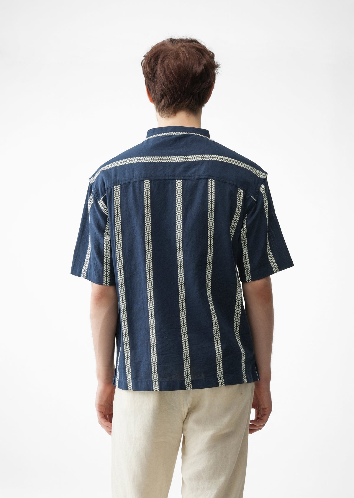 Blue Jacquard Stripe Cotton Shirt