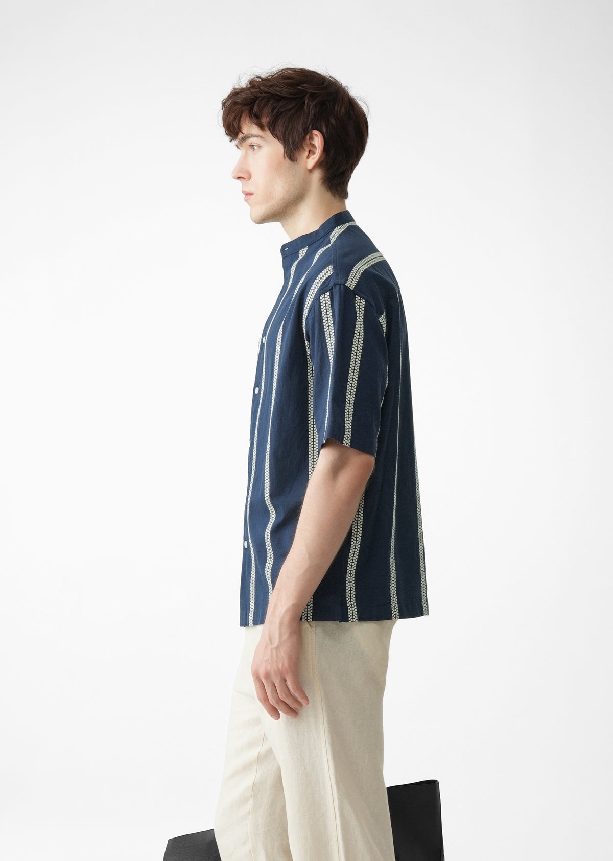 Blue Jacquard Stripe Cotton Shirt
