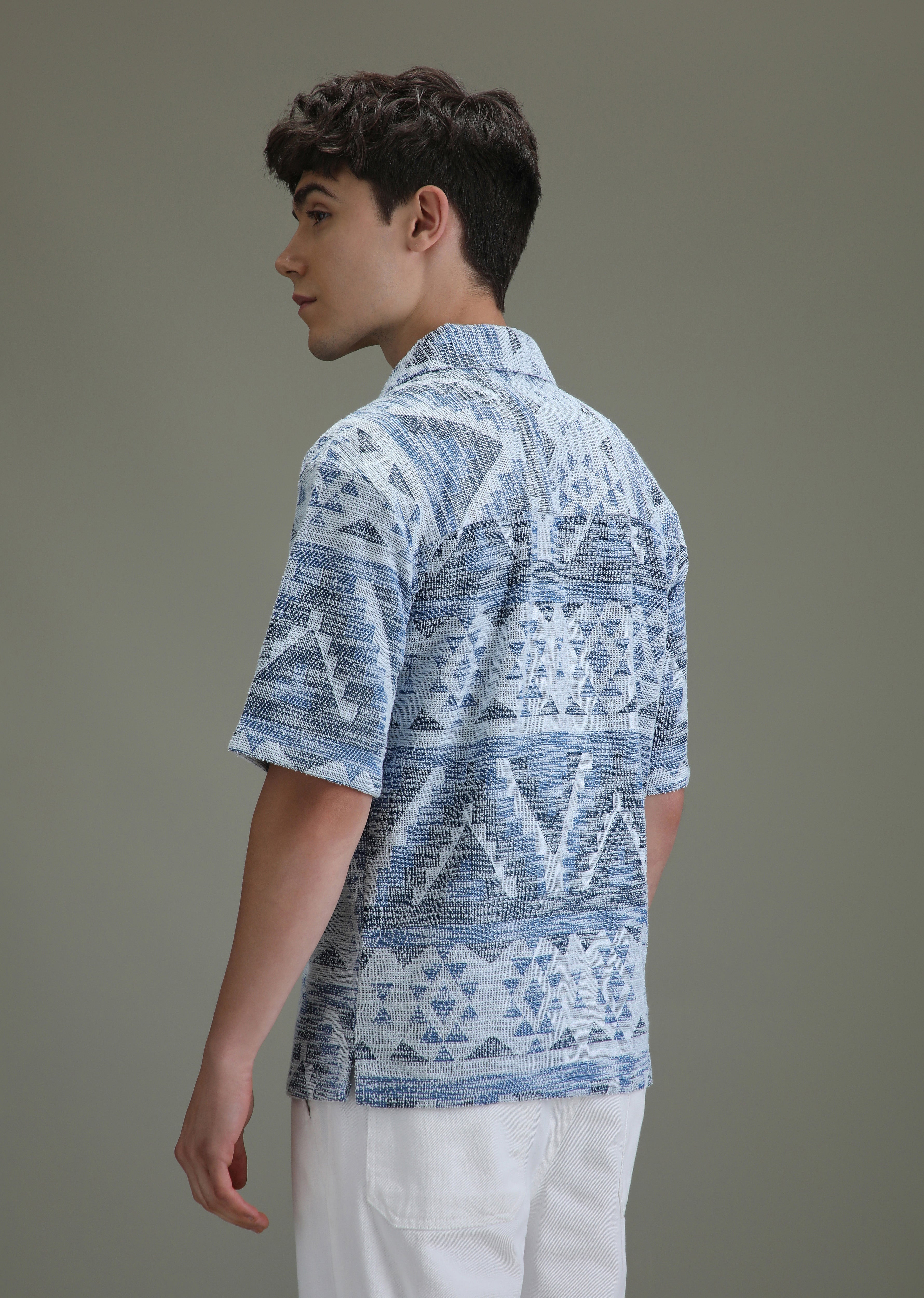 Blue Jacquard Towel Shirt