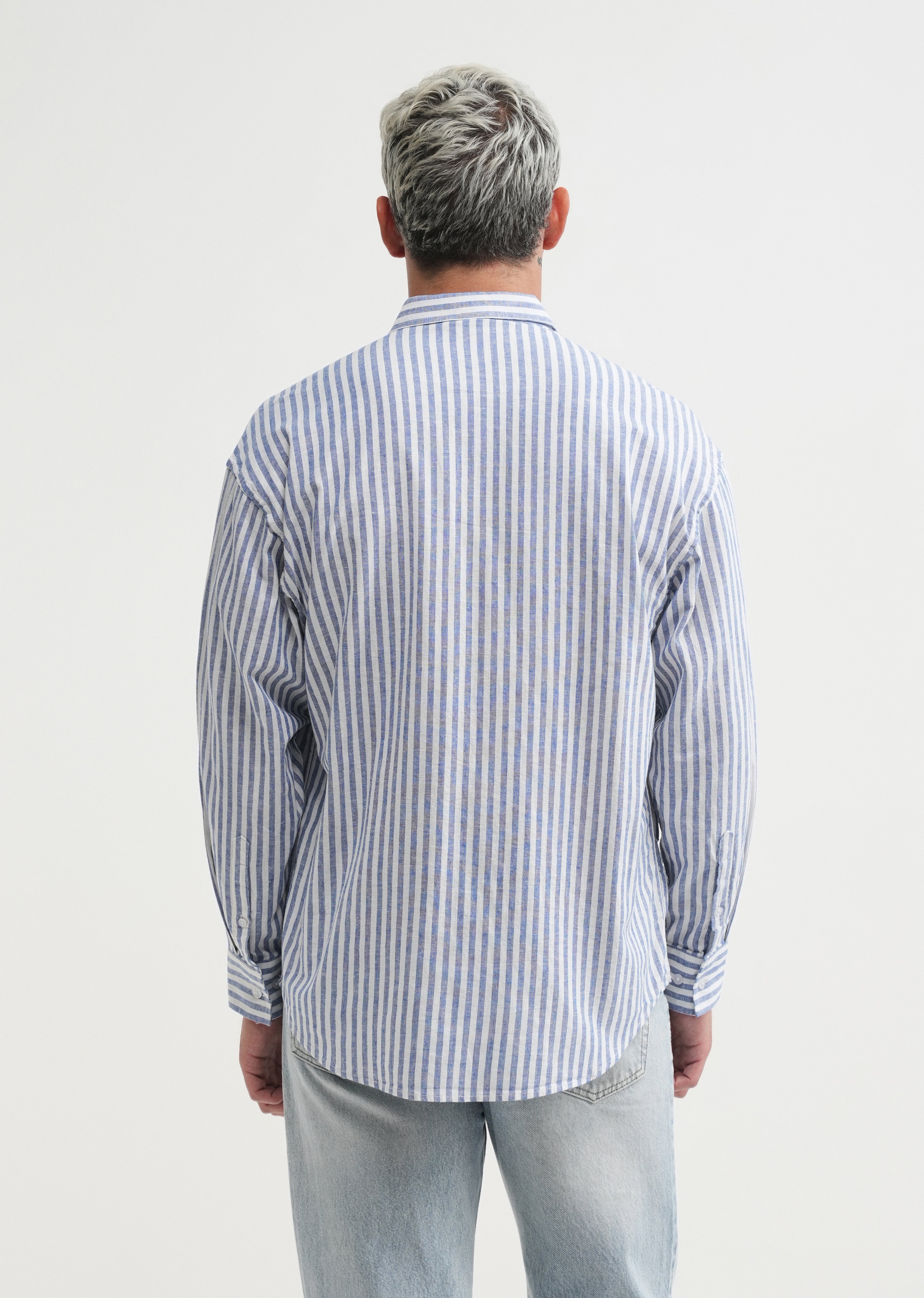 Blue Layered Look Stripe Shirt
