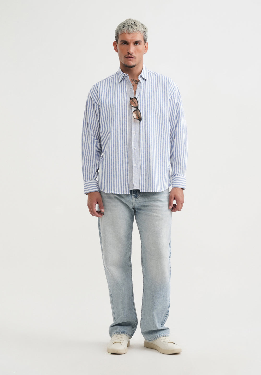 Blue Layered Look Stripe Shirt
