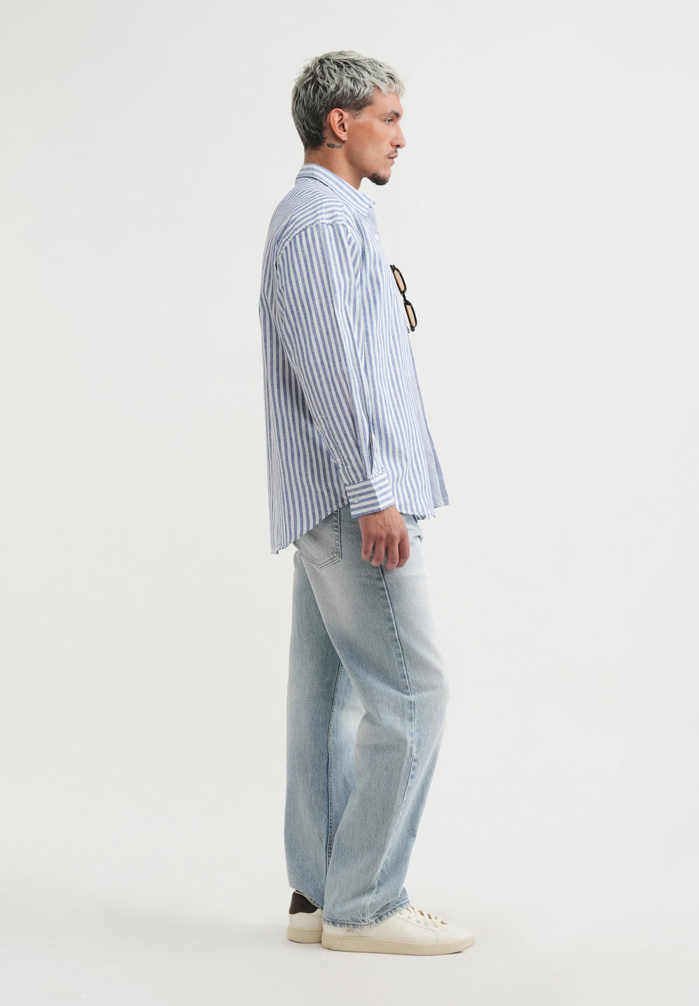 Blue Layered Look Stripe Shirt