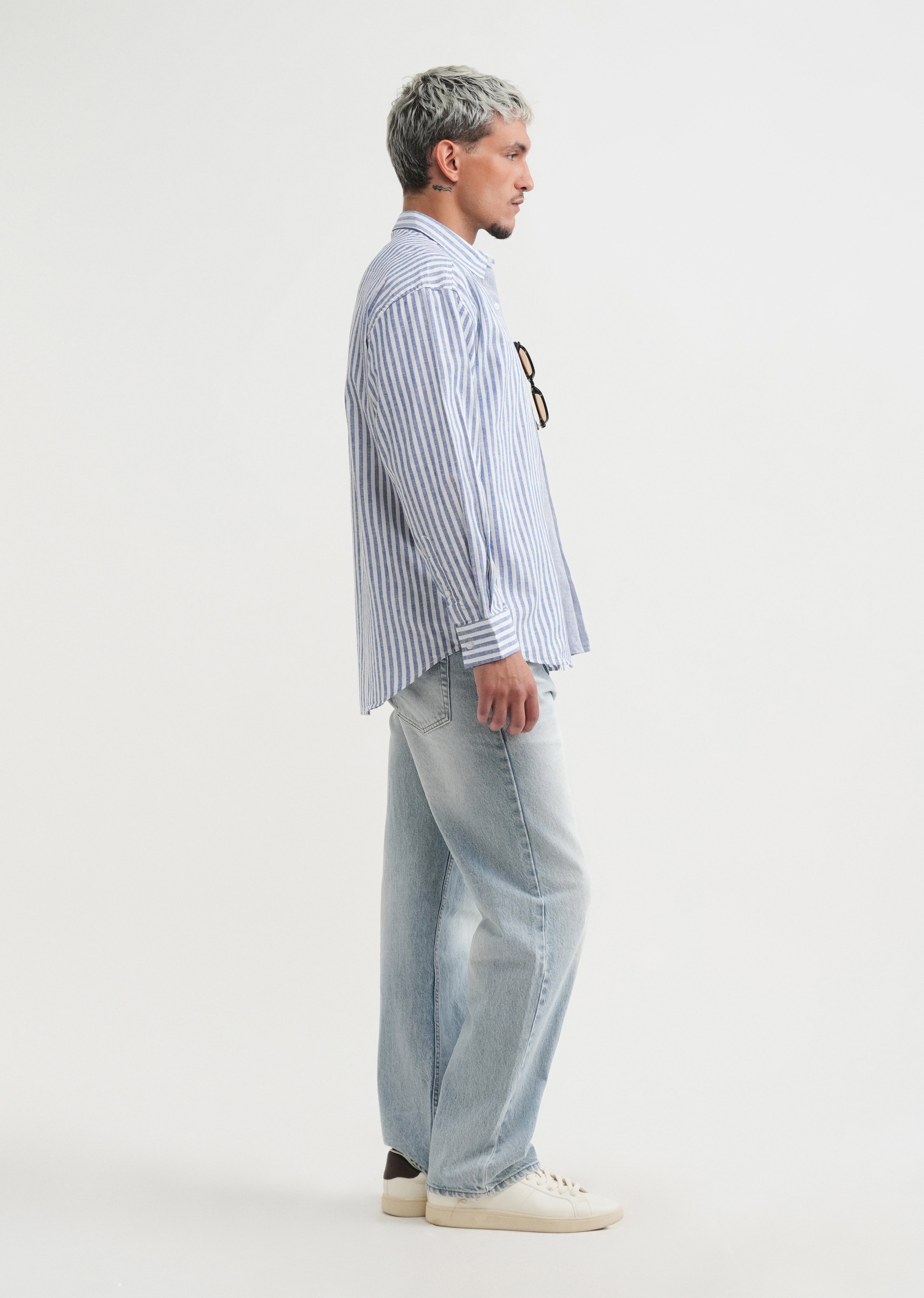 Blue Layered Look Stripe Shirt