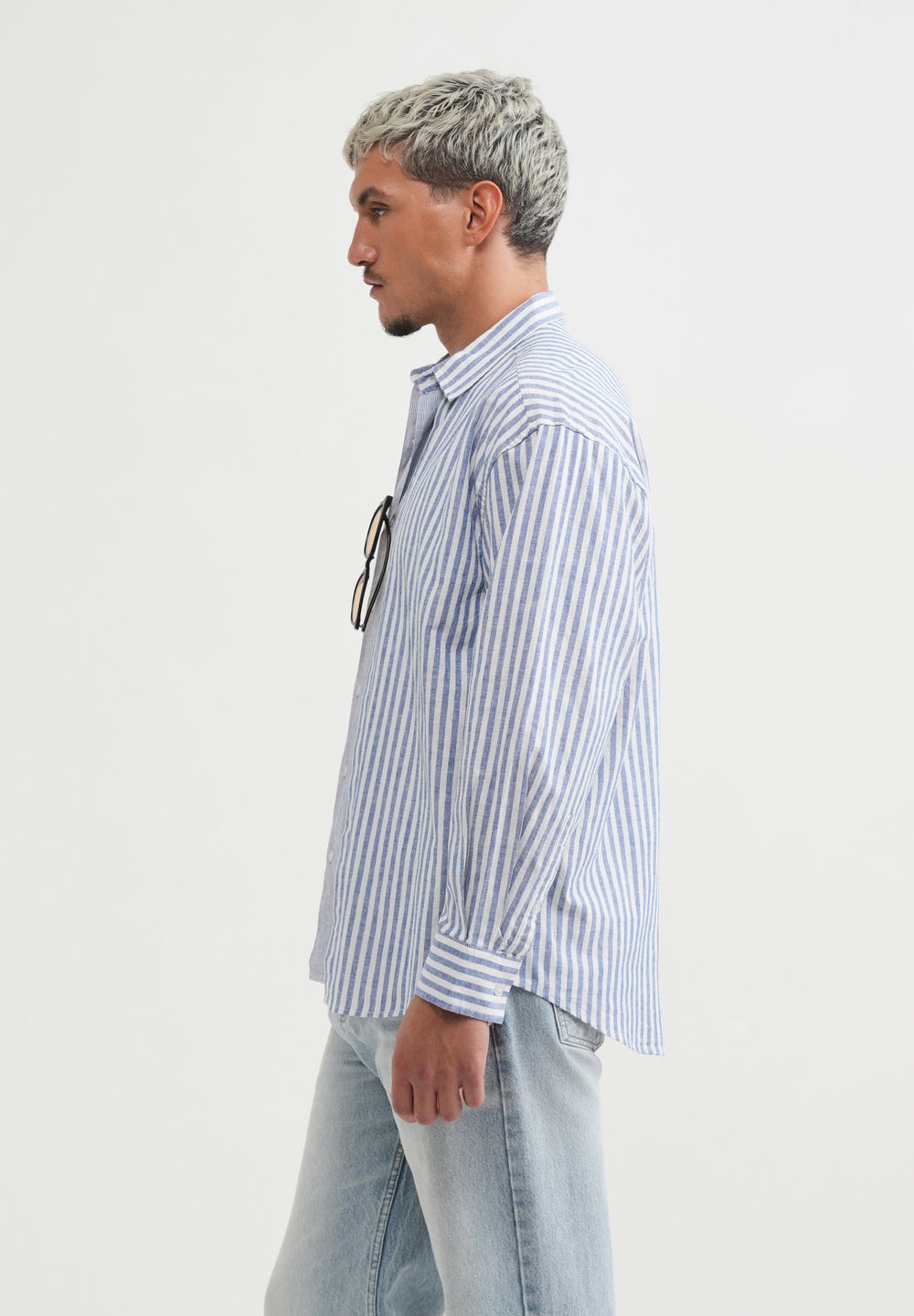 Blue Layered Look Stripe Shirt