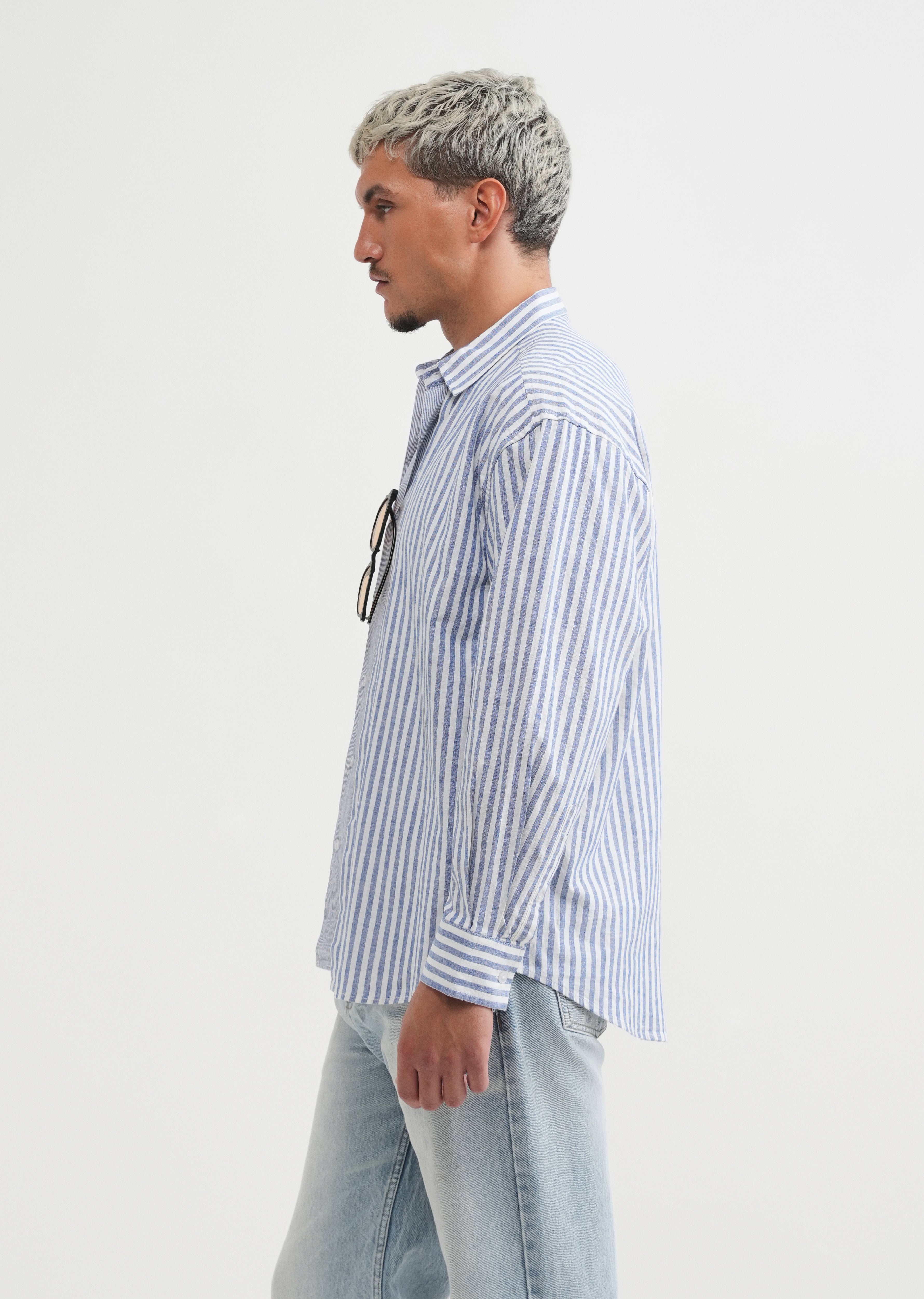 Blue Layered Look Stripe Shirt
