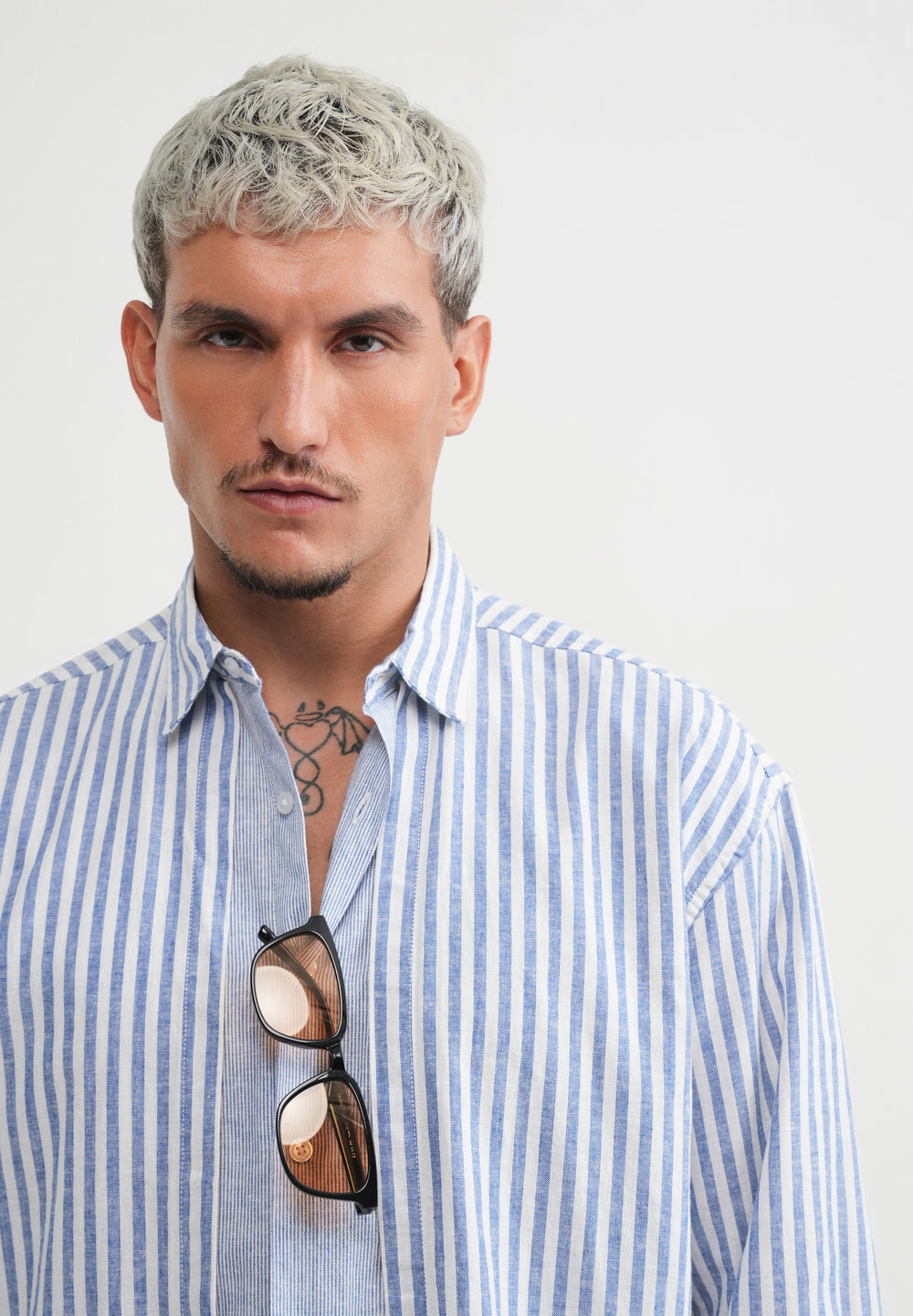 Blue Layered Look Stripe Shirt