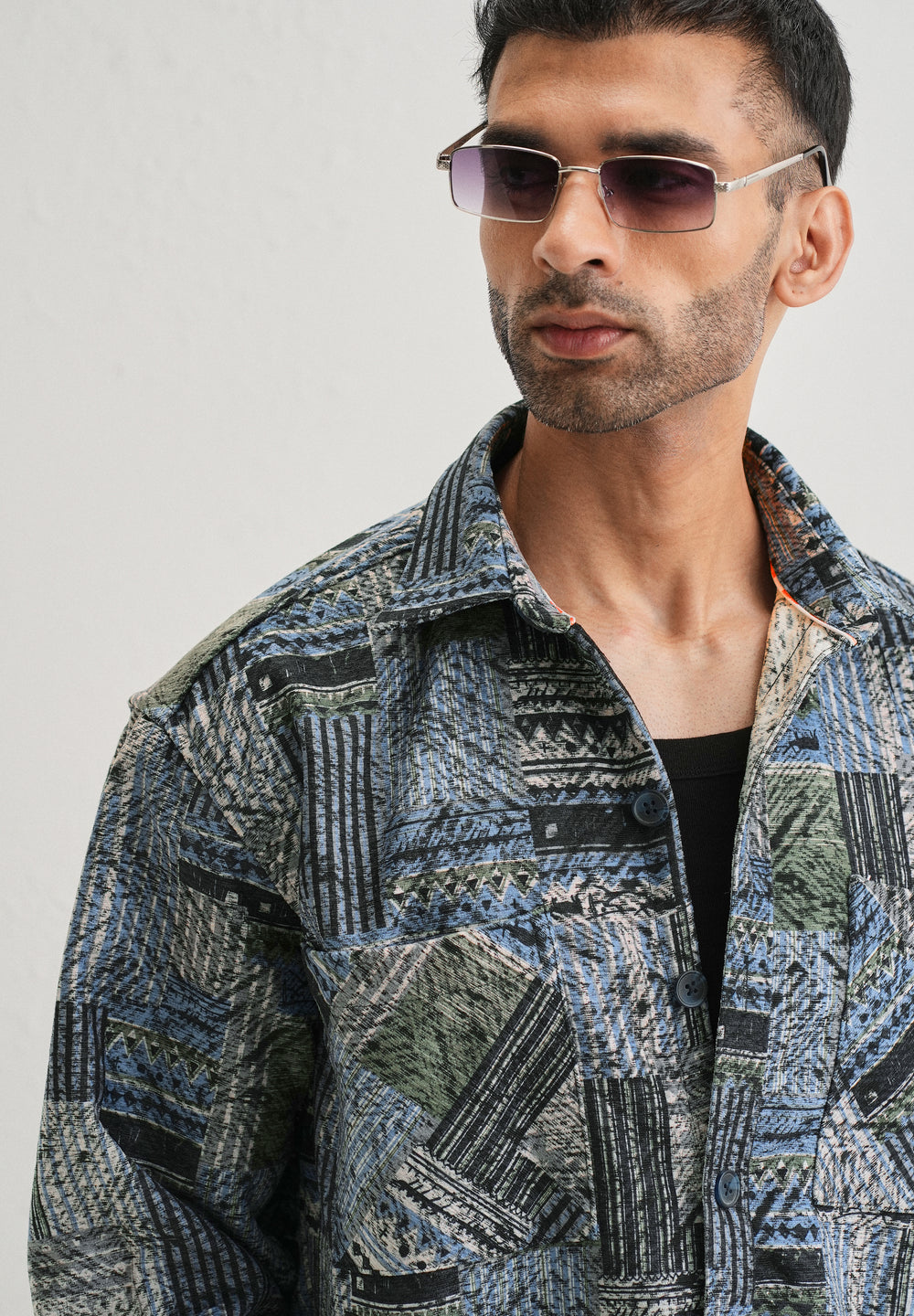 Blue Line Abstract Regular Fit Shacket