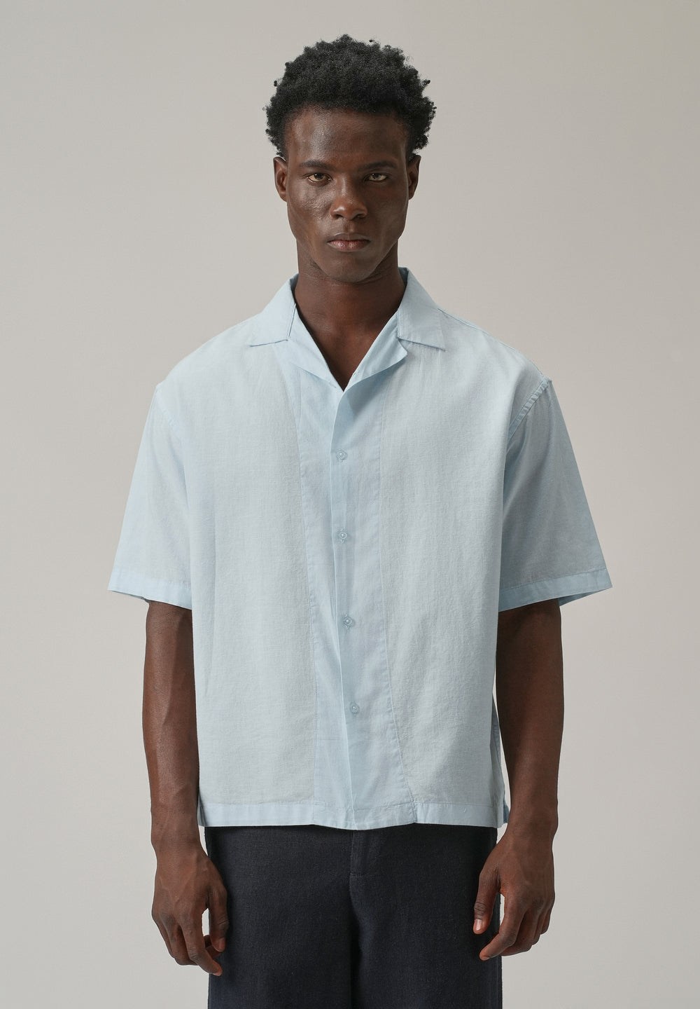 Blue Cotton Linen Shirt