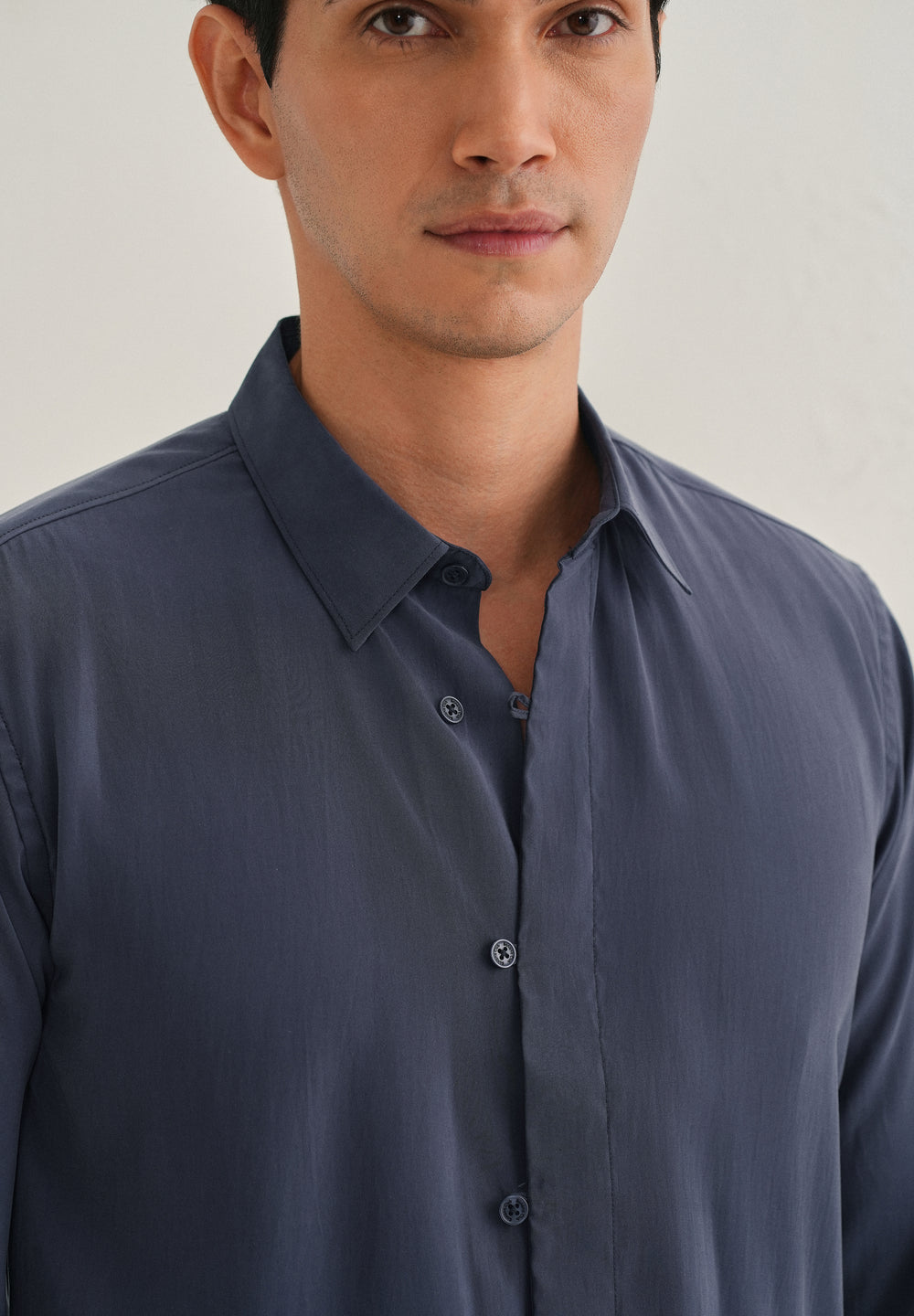 Blue Loop Button-Down Plain Shirt