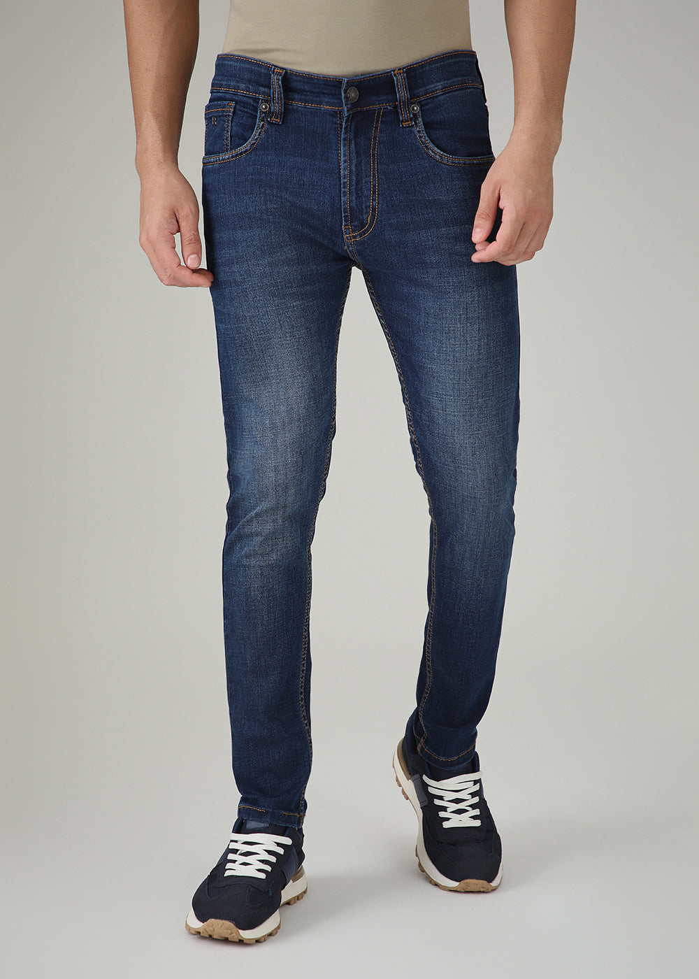 Dark Blue Low Fade Slim Fit Jeans